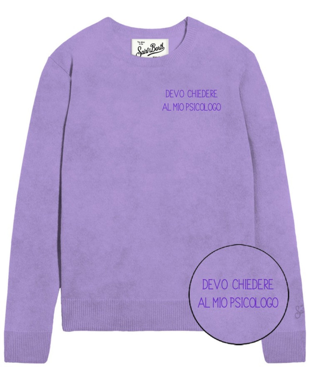 Lavender Long-Sleeve Sweatshirt with Ribbed Cuffs