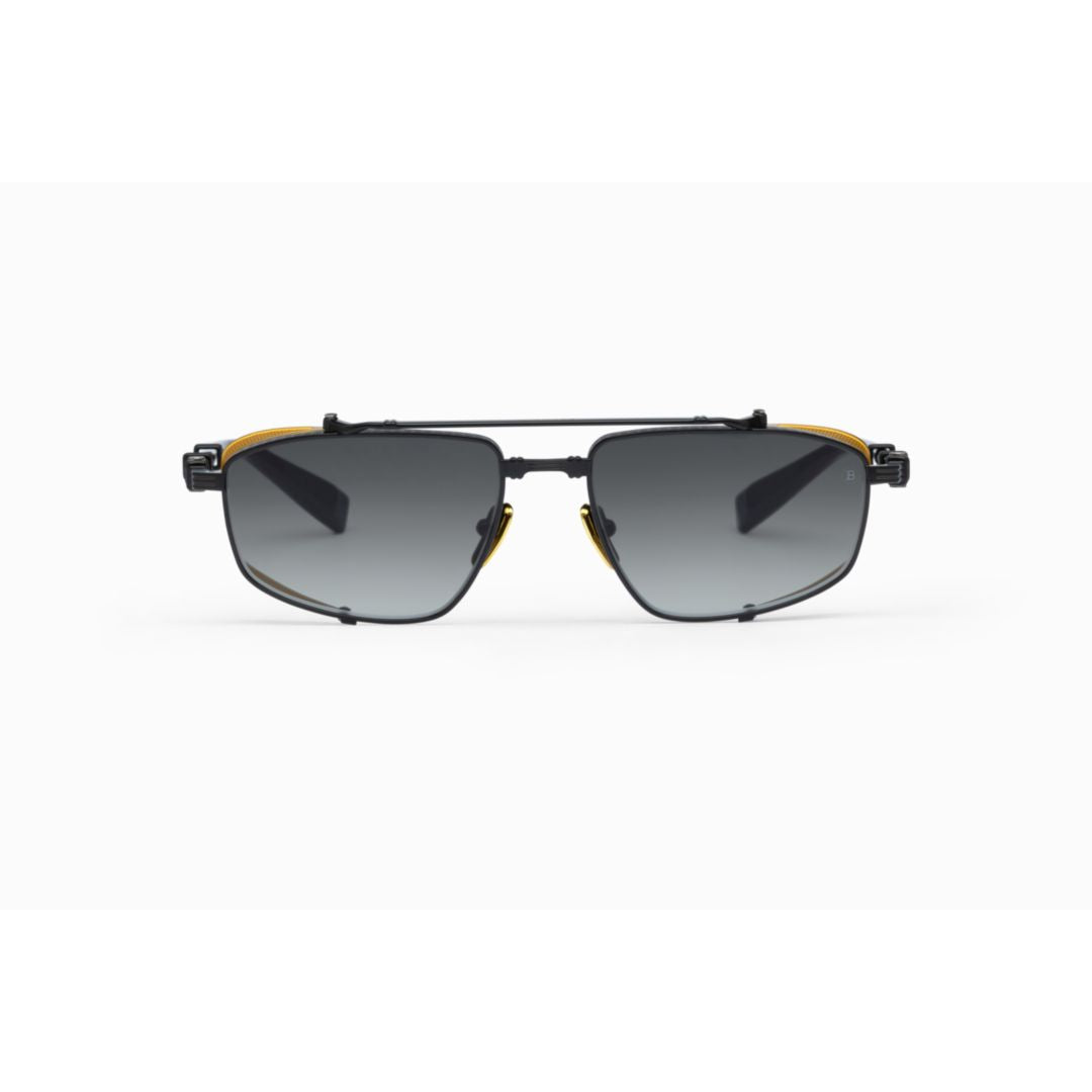 Brigade - V Rectangular Black Metal Sunglasses
