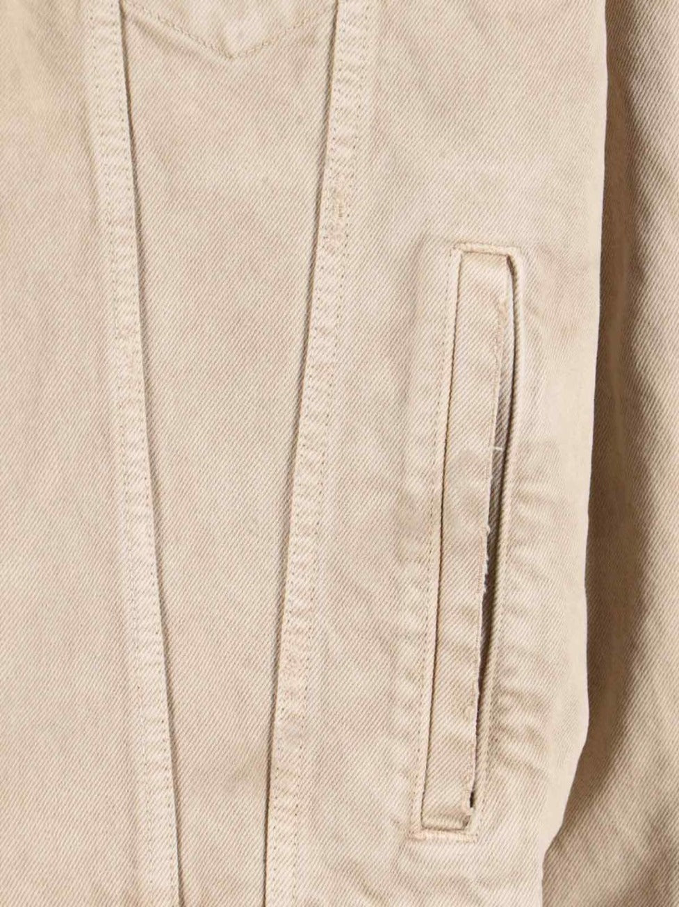 Beige Denim Jacket With Contrast Logo Embroidery