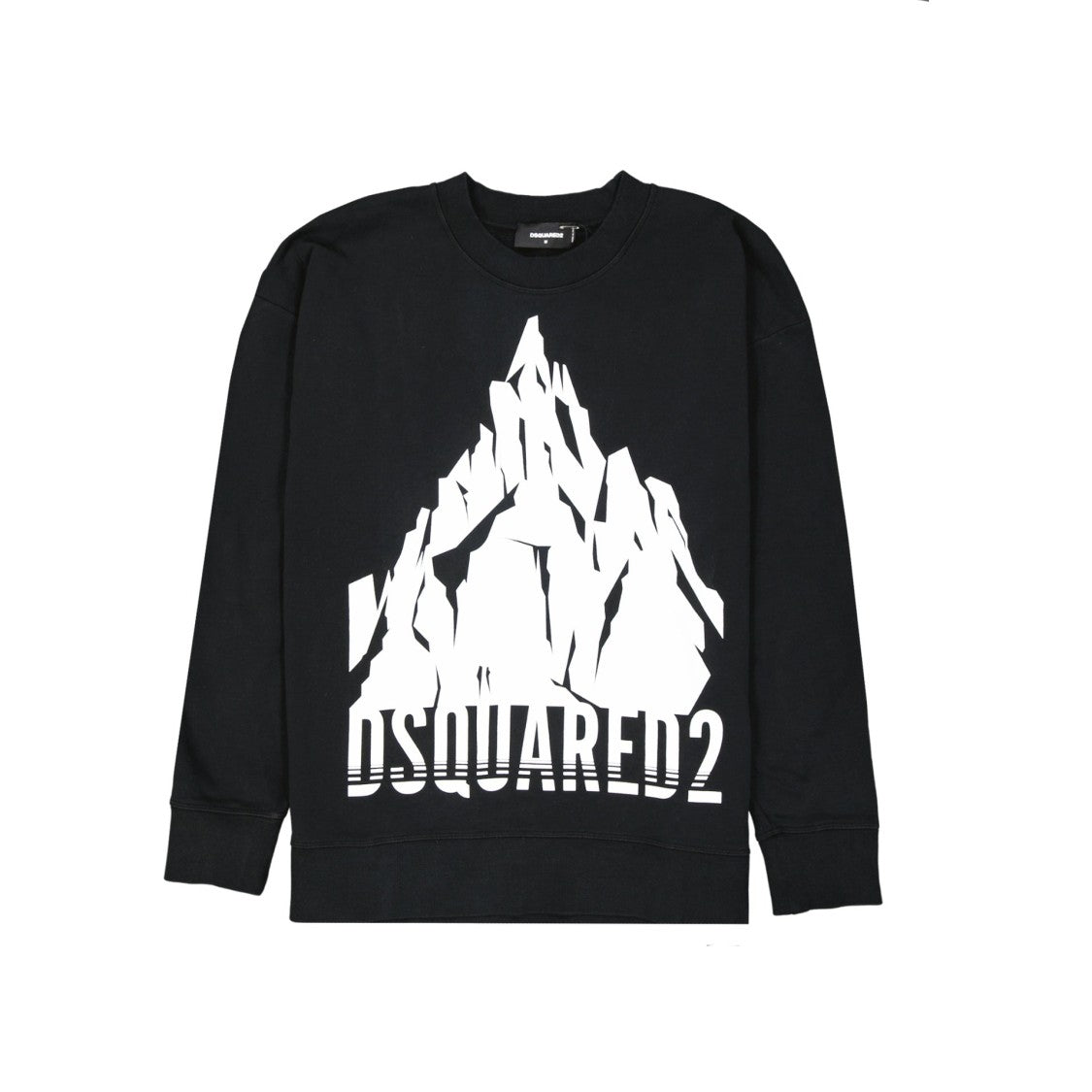 Black Cotton Sweatshirt With Bold Logo Graphics