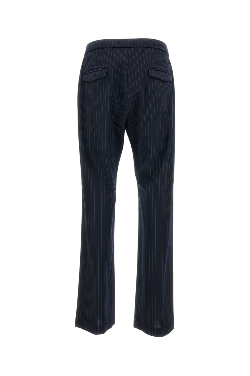 Pinstriped Virgin Wool Trousers With Elasticated Waist And Relaxed Fit