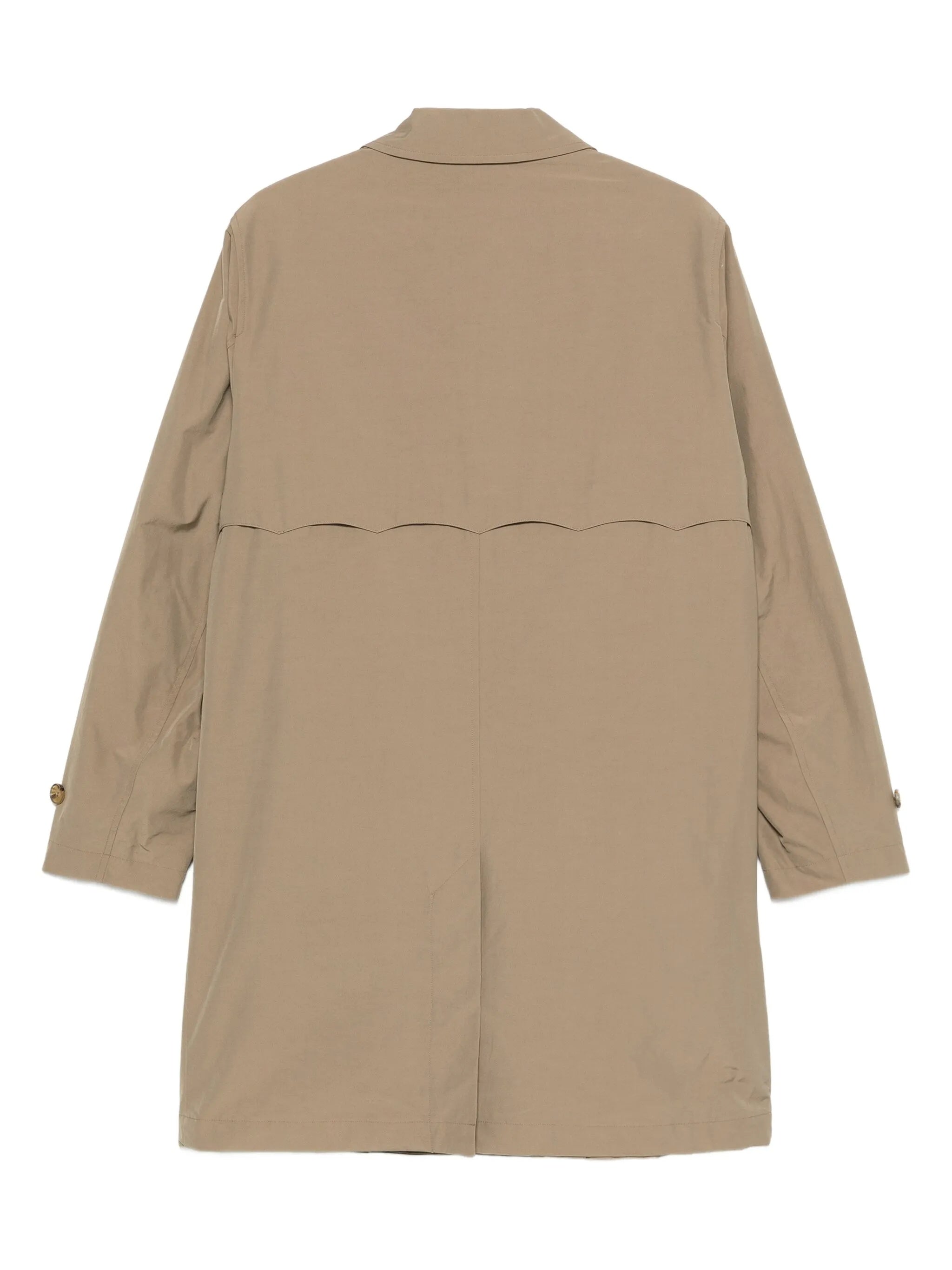 Single-Breasted Beige Pointed Collar Coat
