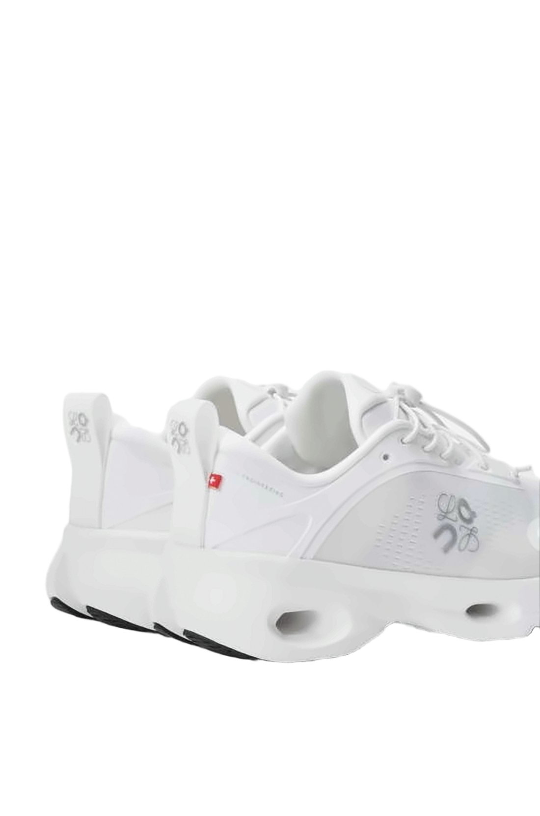 Sleek White Sneakers with Cut-out Rubber Sole