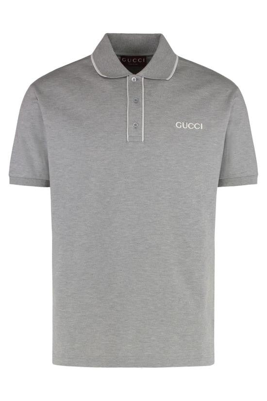 Grey Polo Shirt with Collared Neckline