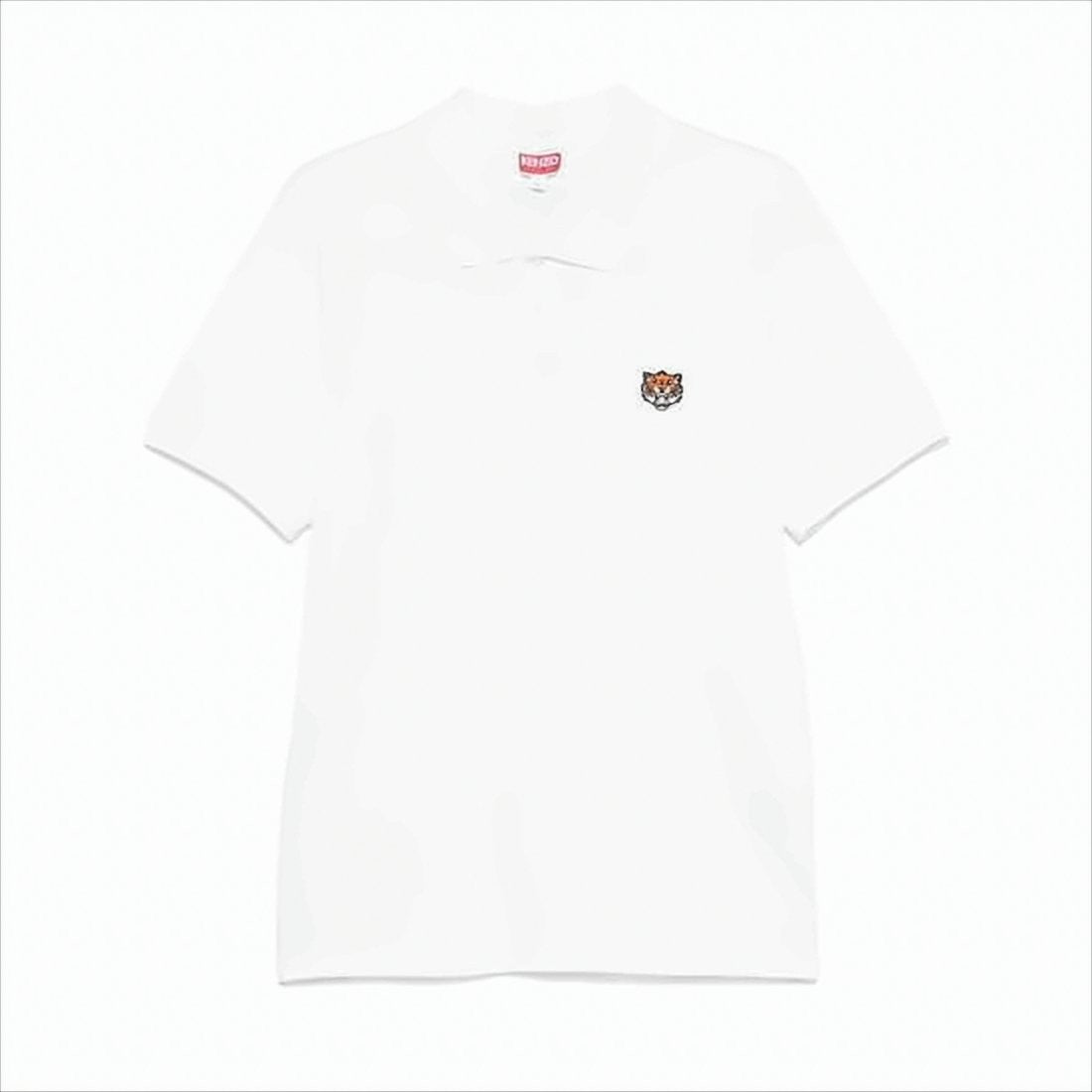 Short-Sleeve Polo Shirt with Embroidered Tiger Emblem