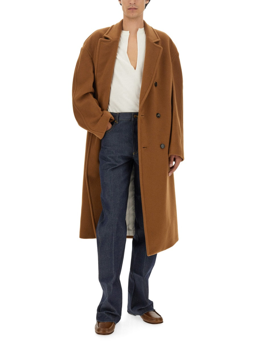 Double-Breasted Wool Coat with Tailored Silhouette