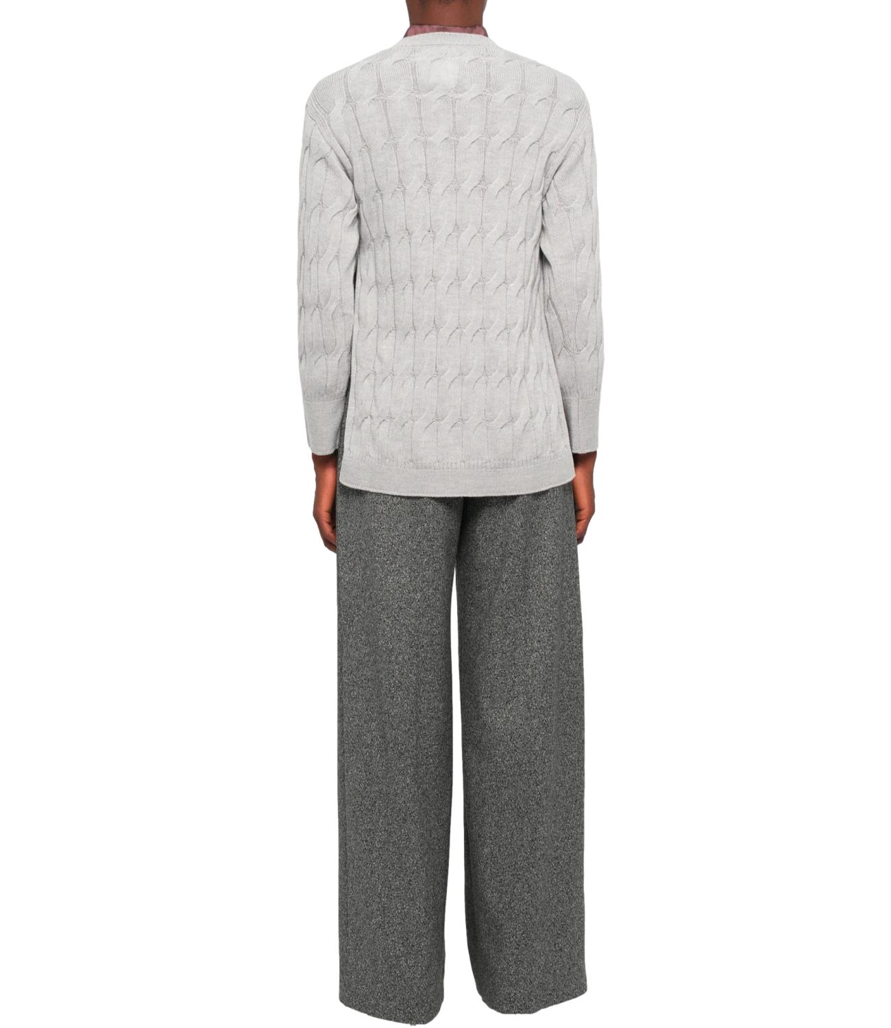 Elegant Grey Cable Knit Sweater