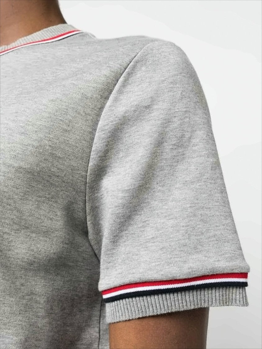 Heathered Grey Short-Sleeve T-Shirt with Accented Stripes