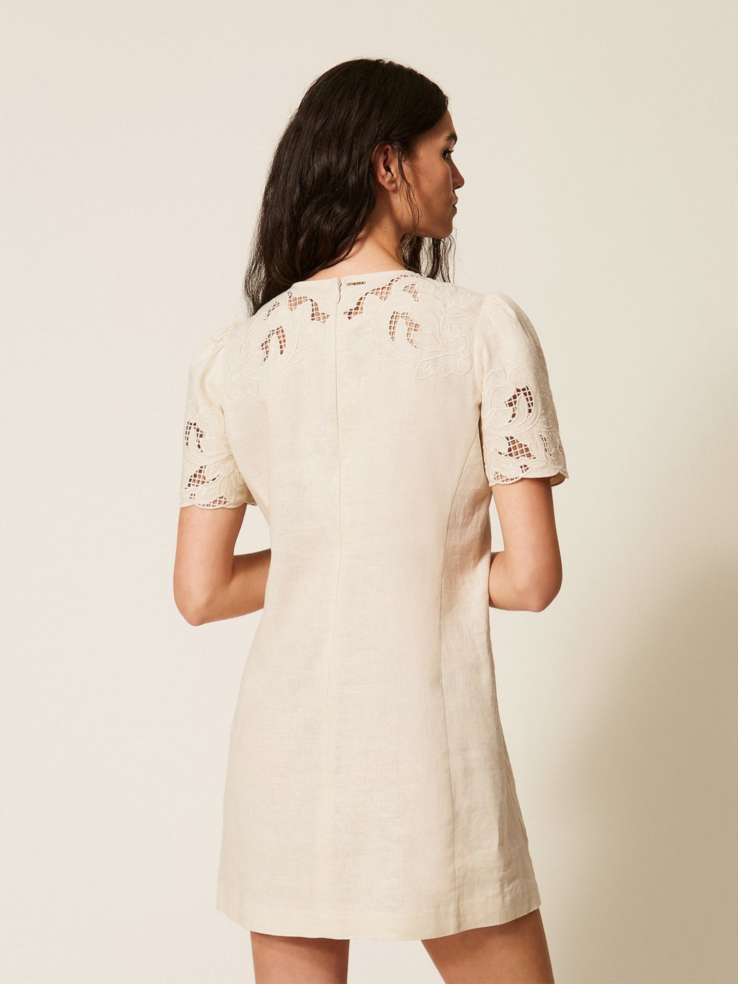 Short Mini Dress with Puffed Sleeves
