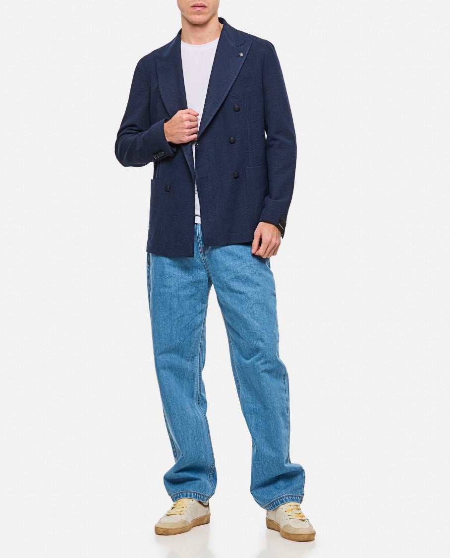 Single-Breasted Blue Jacket With Tailored Fit