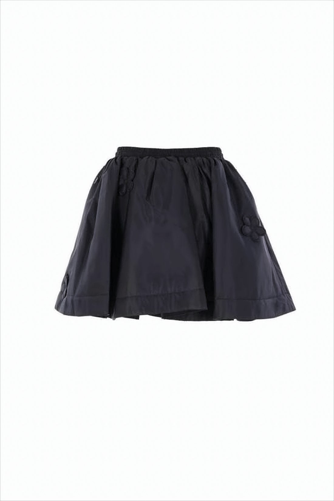Voluminous Black Mini Skirt With Gathered Waistband