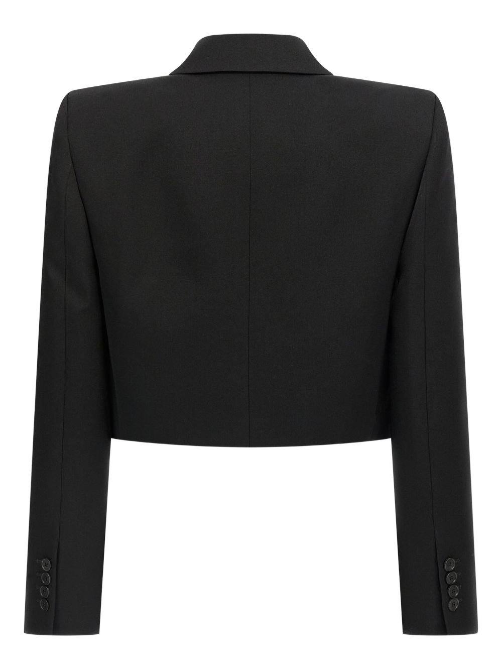 Cropped Tailored Jacket In Black Grain De Poudre Wool