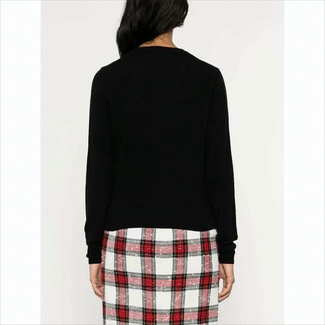 Fitted Black Sweater with Cashmere and Wool Blend