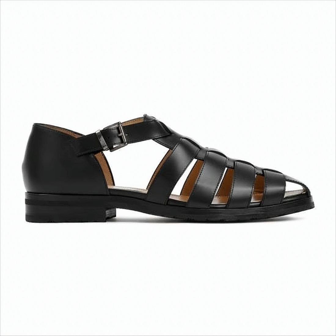 Men's Black Leather DOM Sandal with Closed Heel