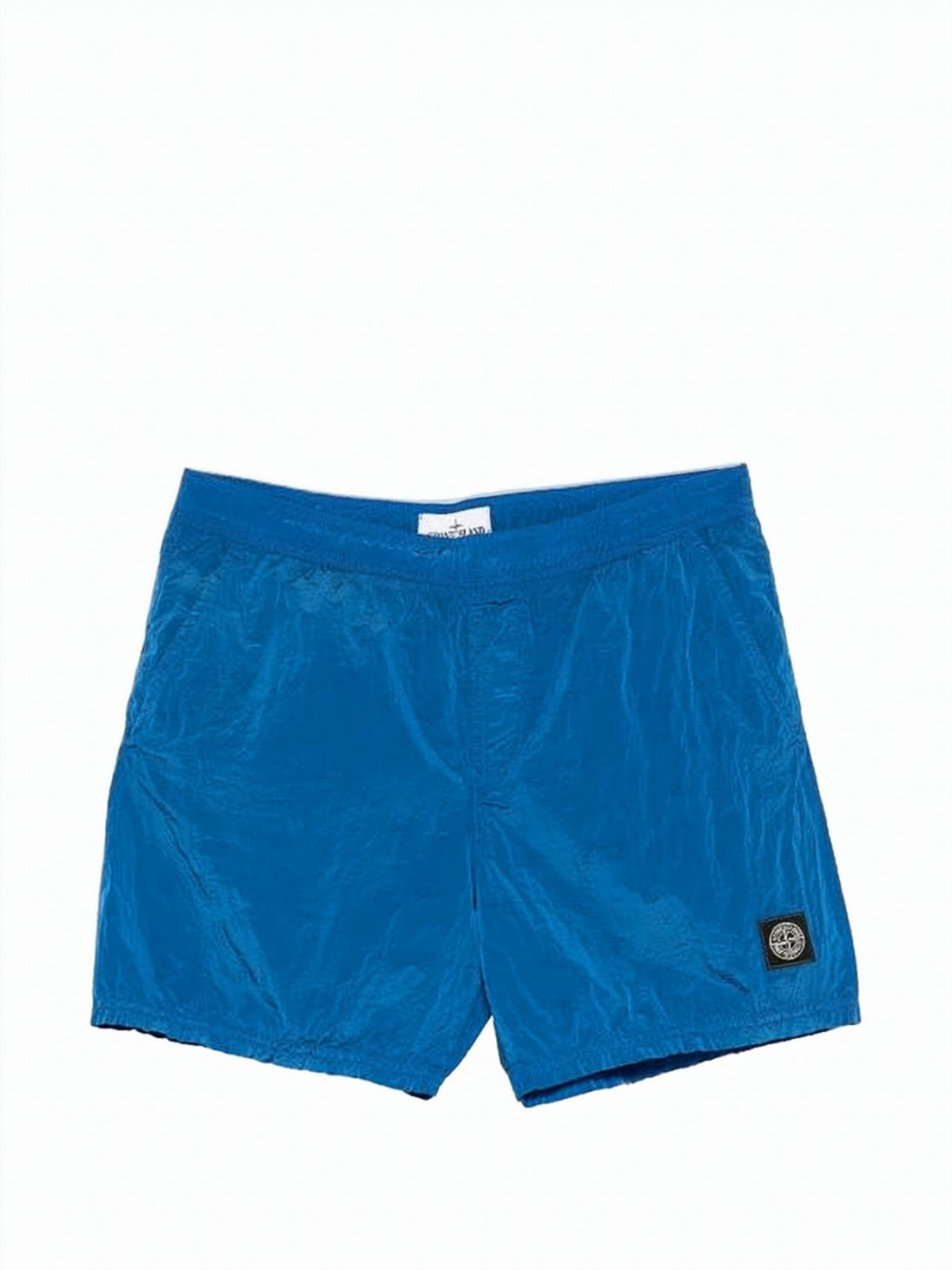 Textured Blue Shorts with Elastic Waistband