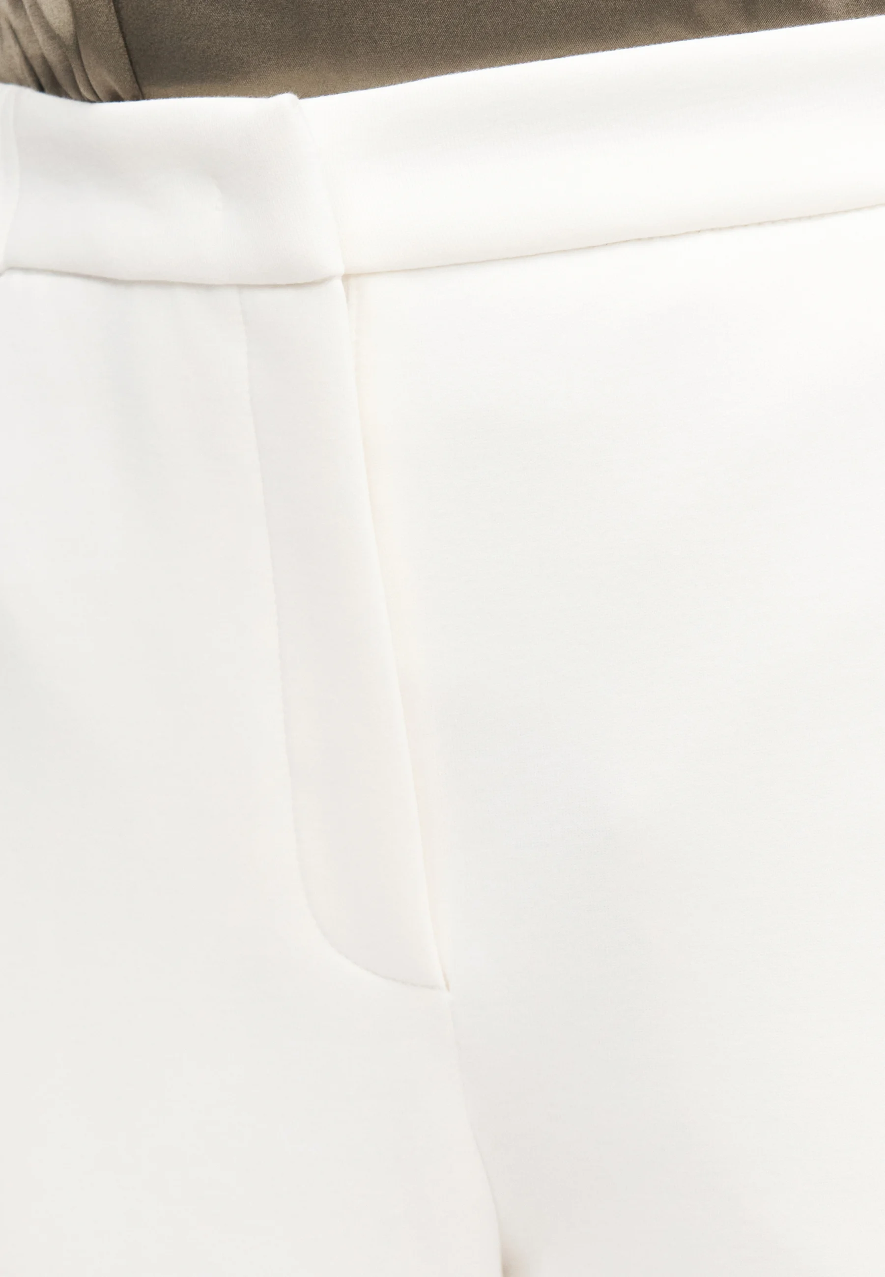 White Cotton Blend Casual Trousers