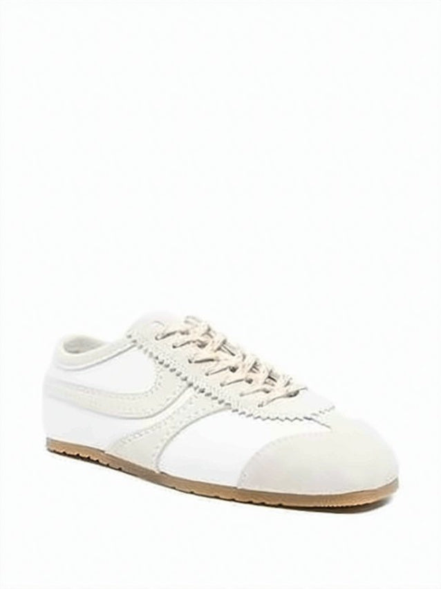 White Leather Sneakers with Suede Overlays