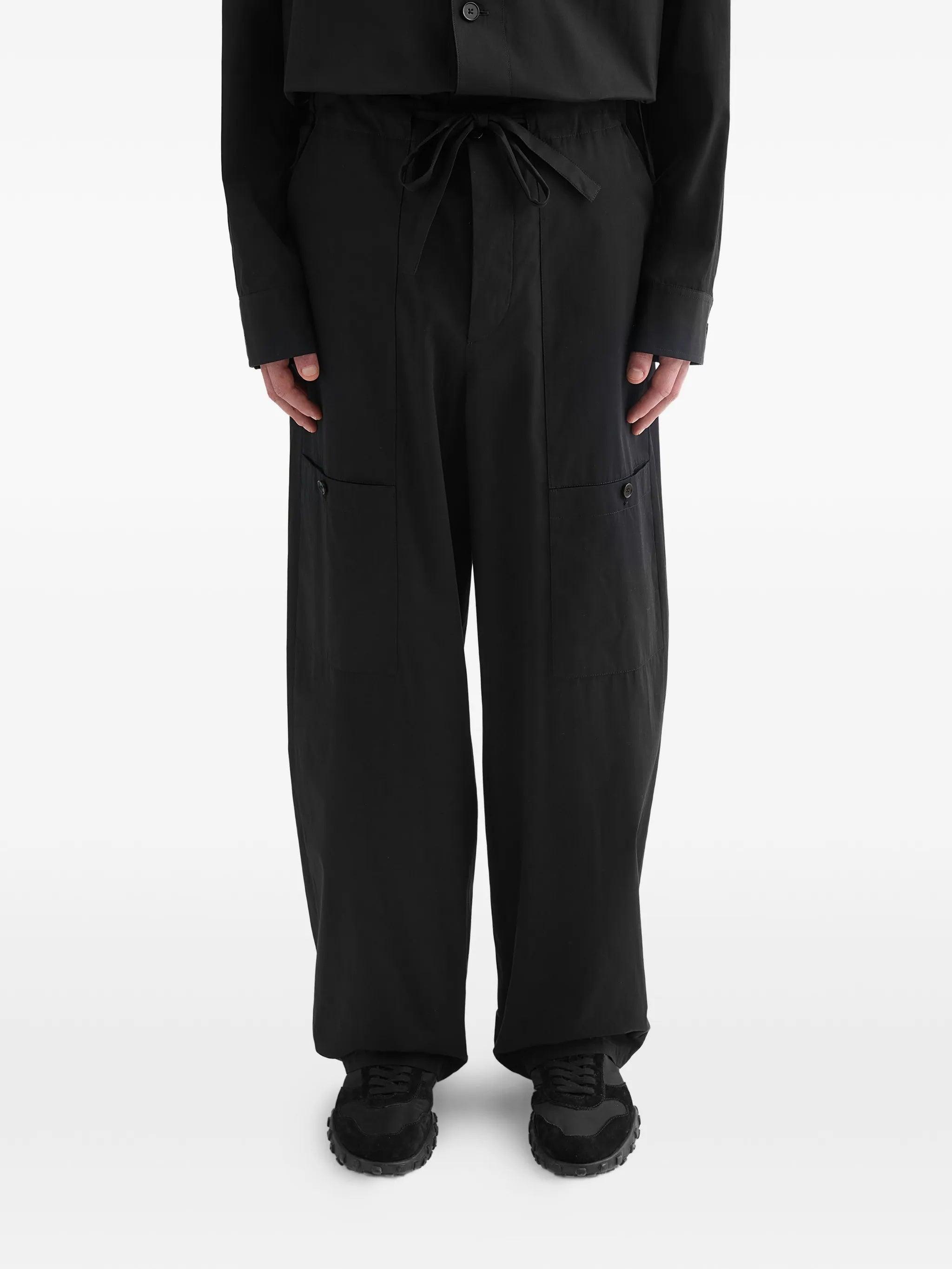 Onyx Wide-Leg Drawstring Cotton Trousers
