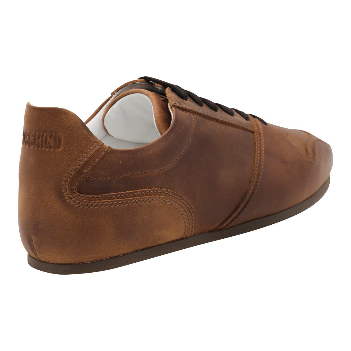 Low-Profile Brown Leather Sneakers