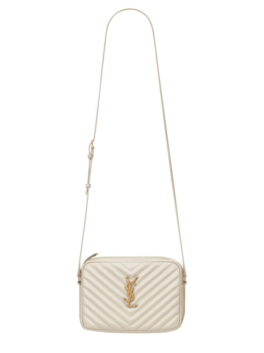 Quilted Crossbody Bag With Metallic Logo Emblem