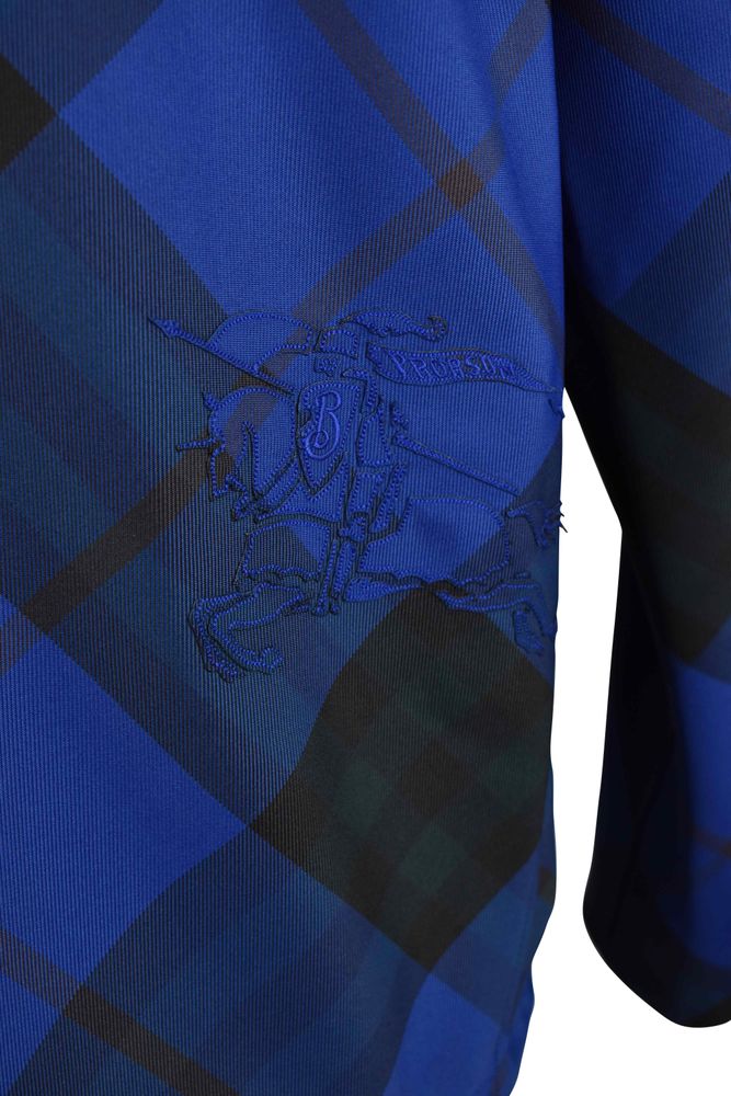 Plaid Hooded Jacket With Equestrian Embroidery