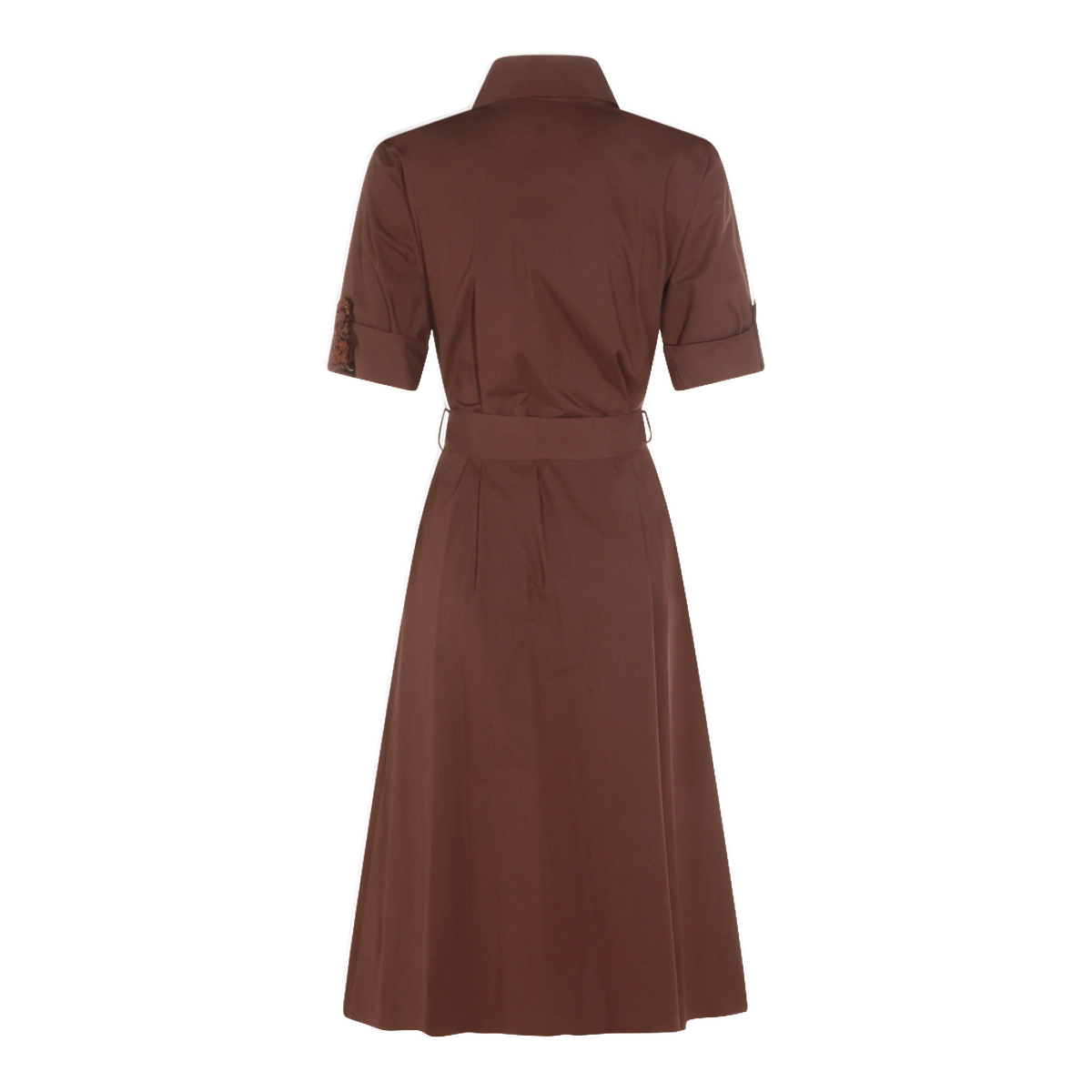 Brown Midi Dress With Shirt Collar