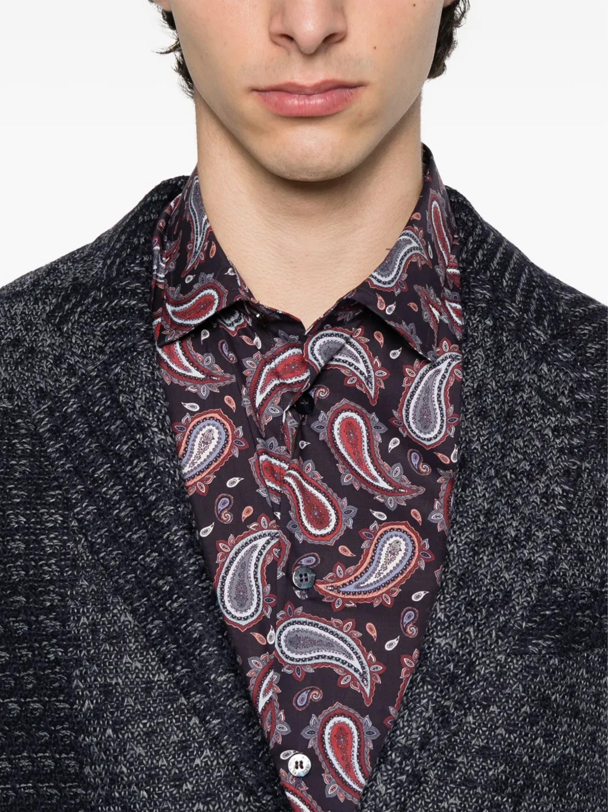 Formal Dark Paisley Pattern Button Shirt
