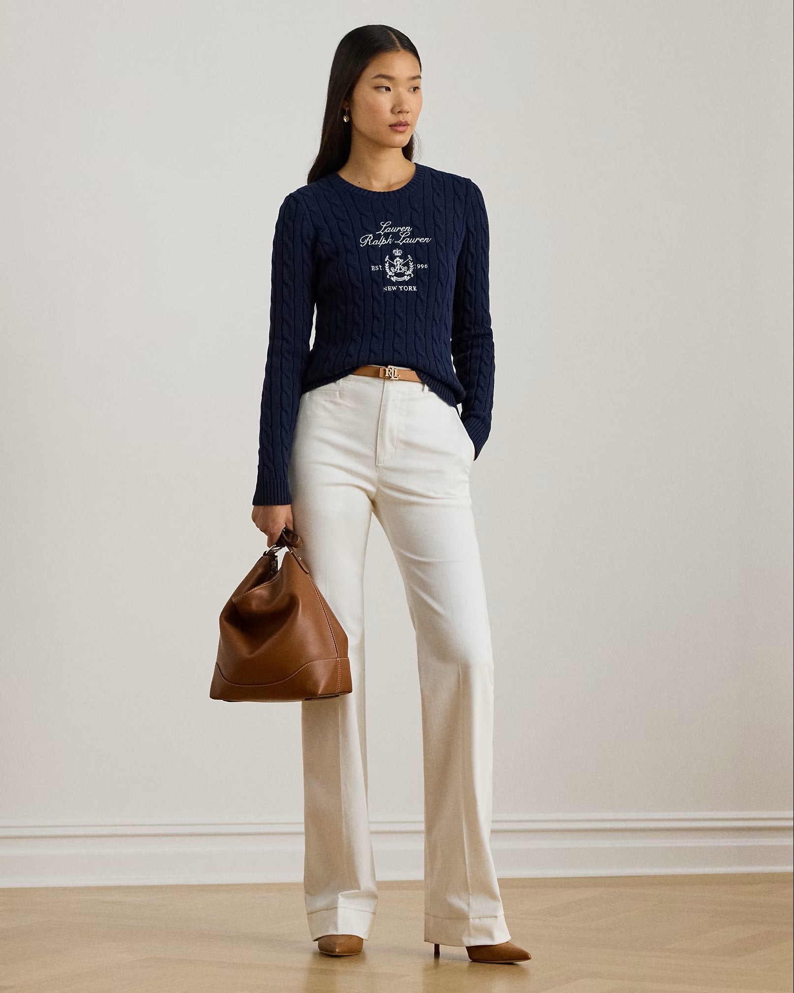 Navy Blue Rinett Cotton Pullover Sweater