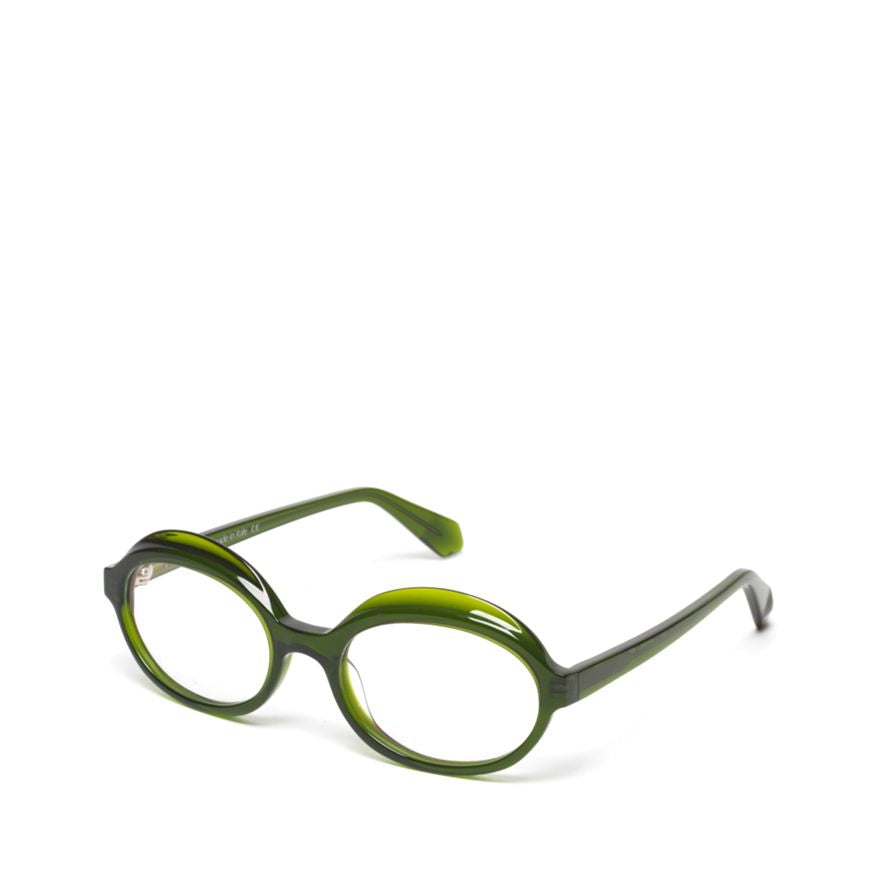 Gravity Gradient Green Oval Frame Eyeglasses with Glossy Finish