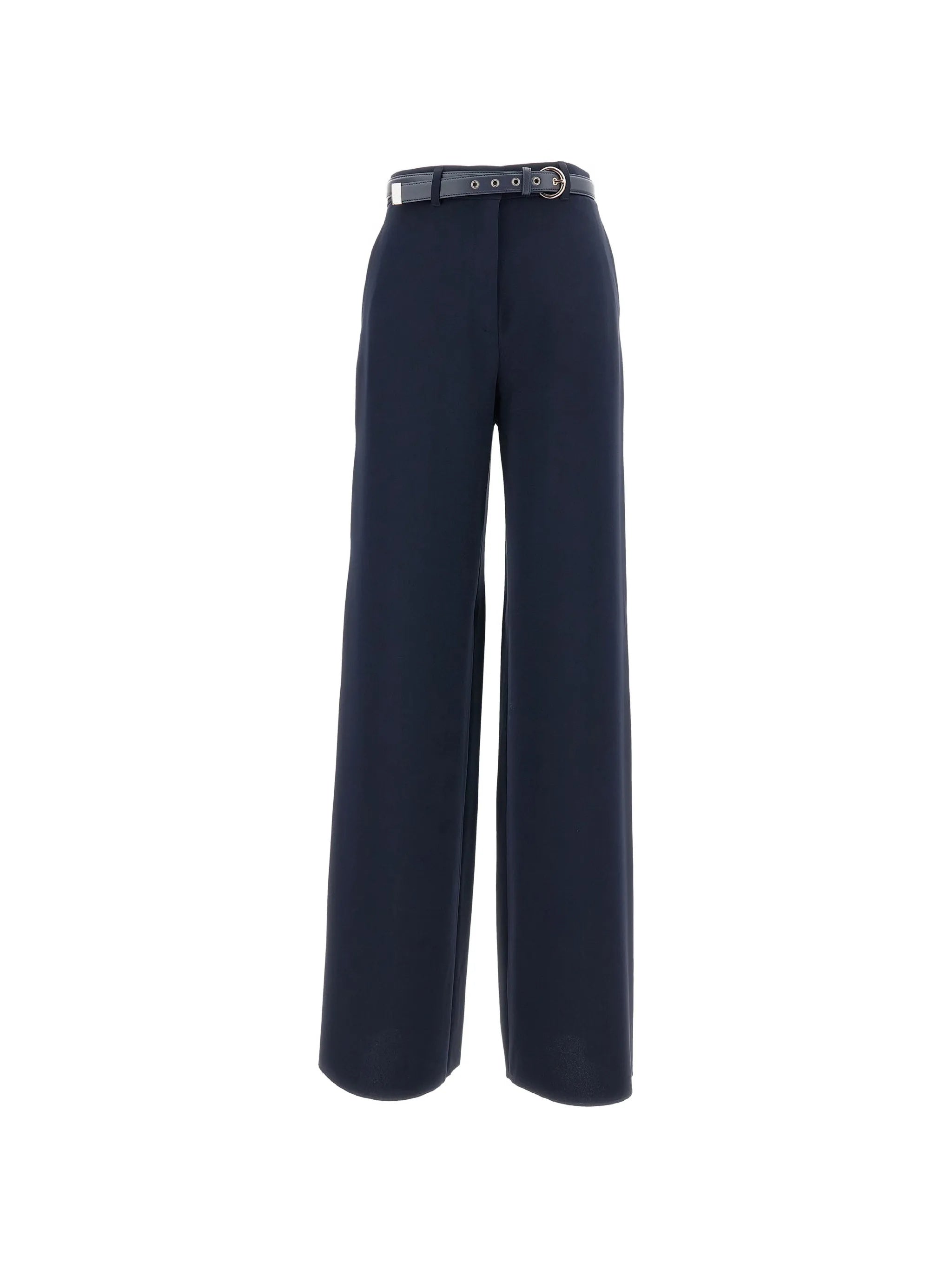 Blue Amico High-Waisted Wide-Leg Trousers