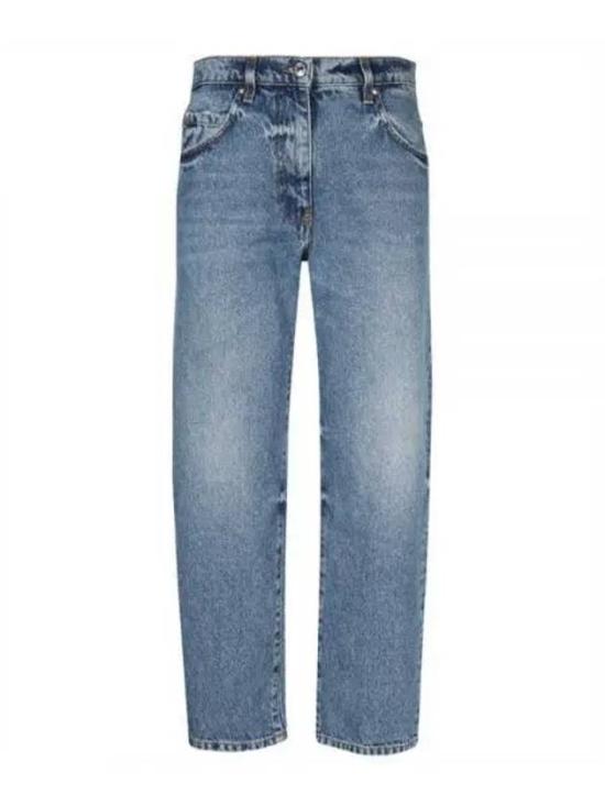 Mid-Blue Denim Pants with Classic Five-Pocket Styling