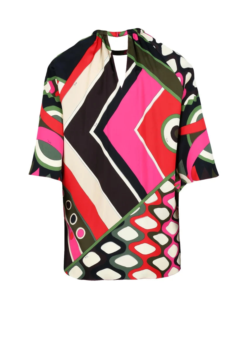 Jersey Blouse - Green/Red