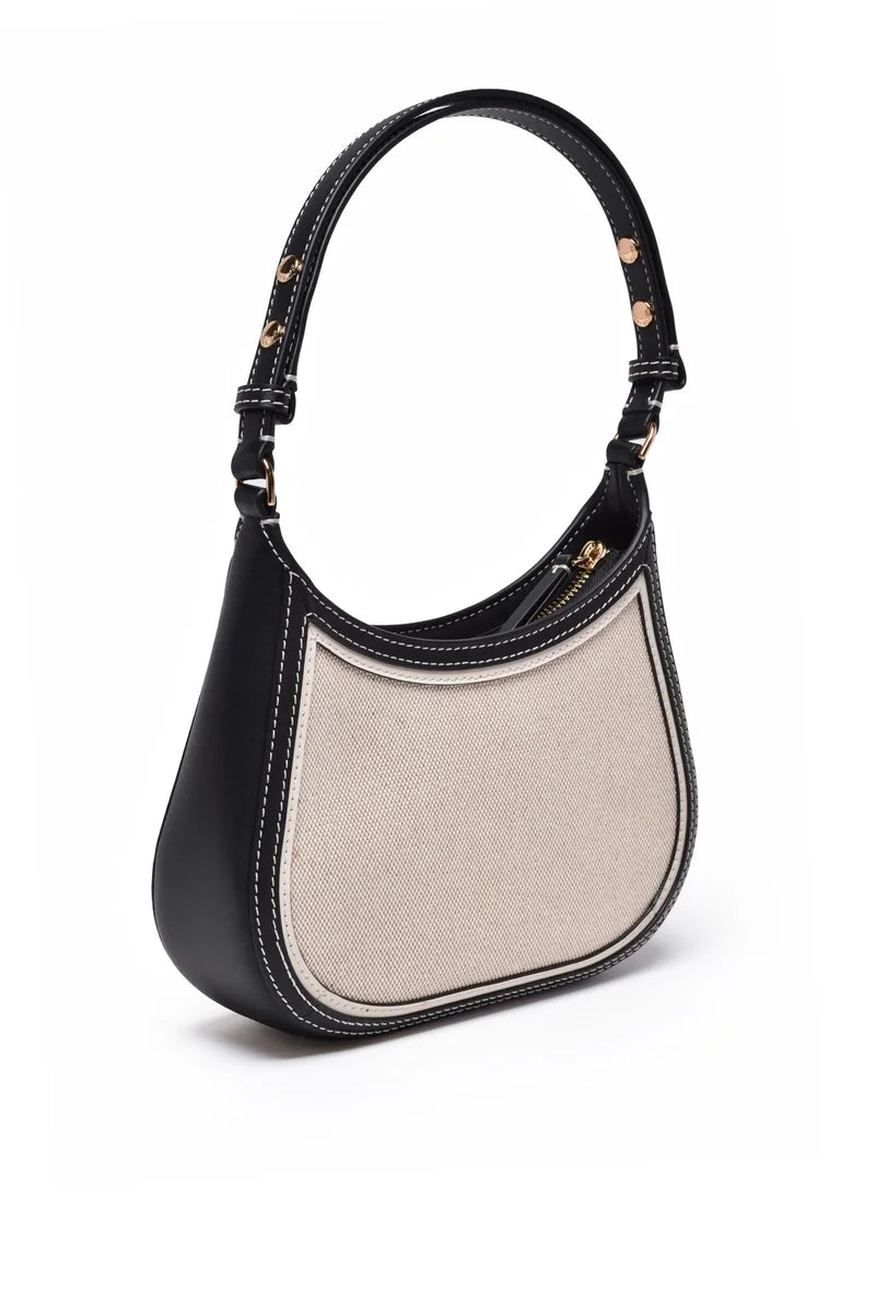 Emerson Canvas Shoulder Bag - Black/Beige