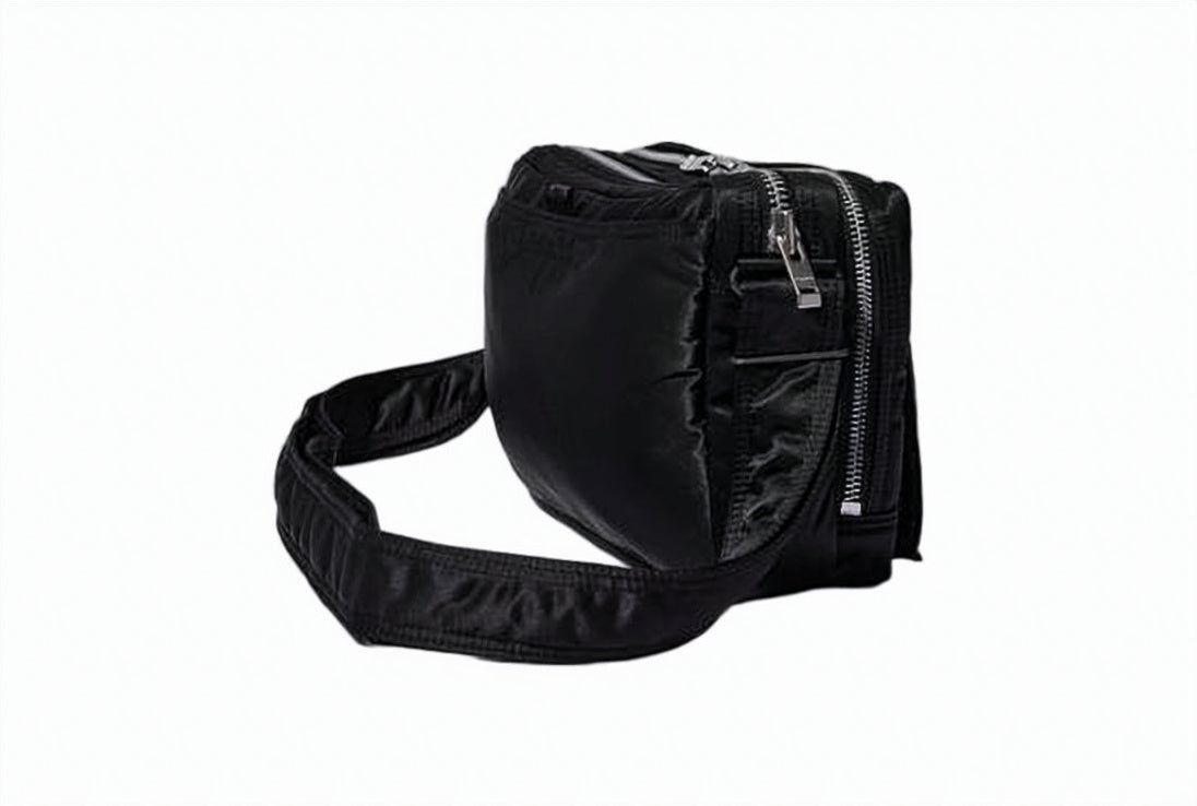 Compact Black Nylon Shoulder Bag