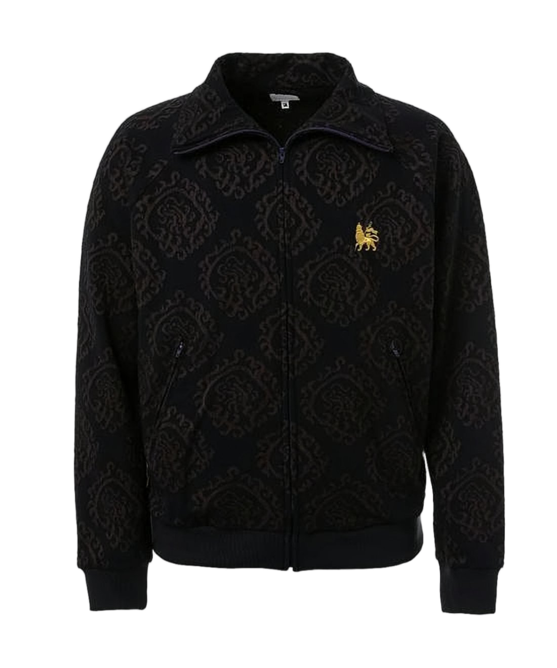 Intricate Patterned Zip-Up Jacket With Classic Collar