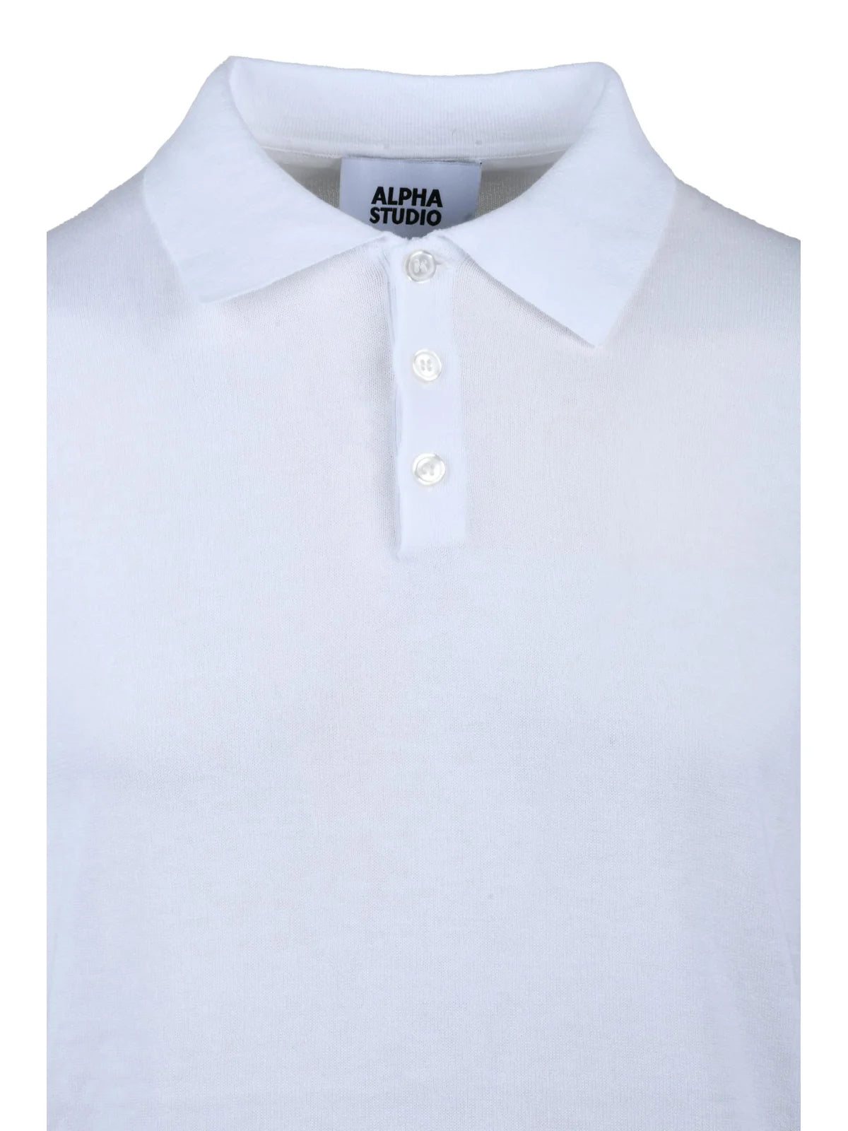 White Cotton Knit Polo Shirt