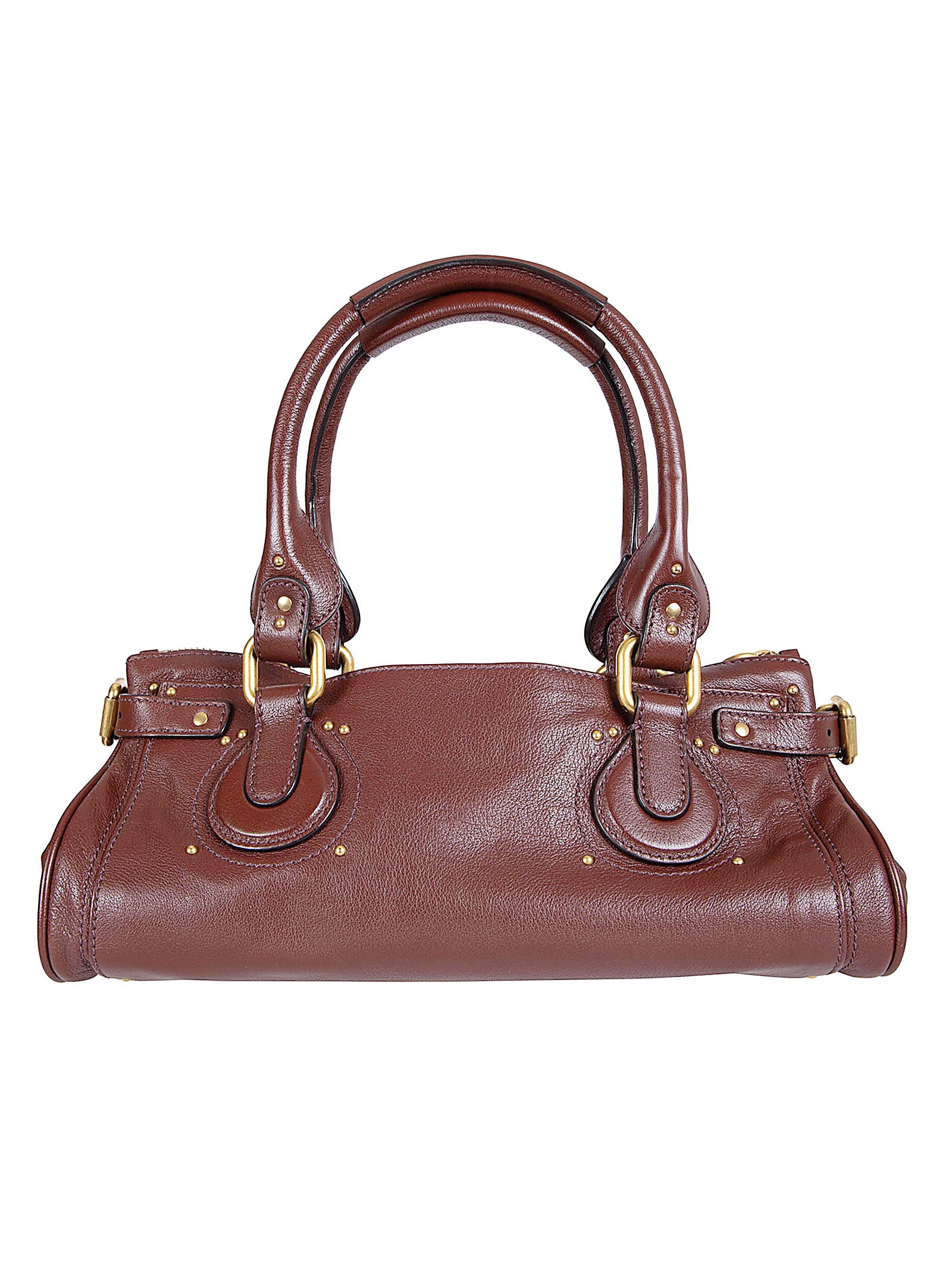 Structured Smooth Leather Handbag with Gold-Tone Hardware and Multiple Pockets