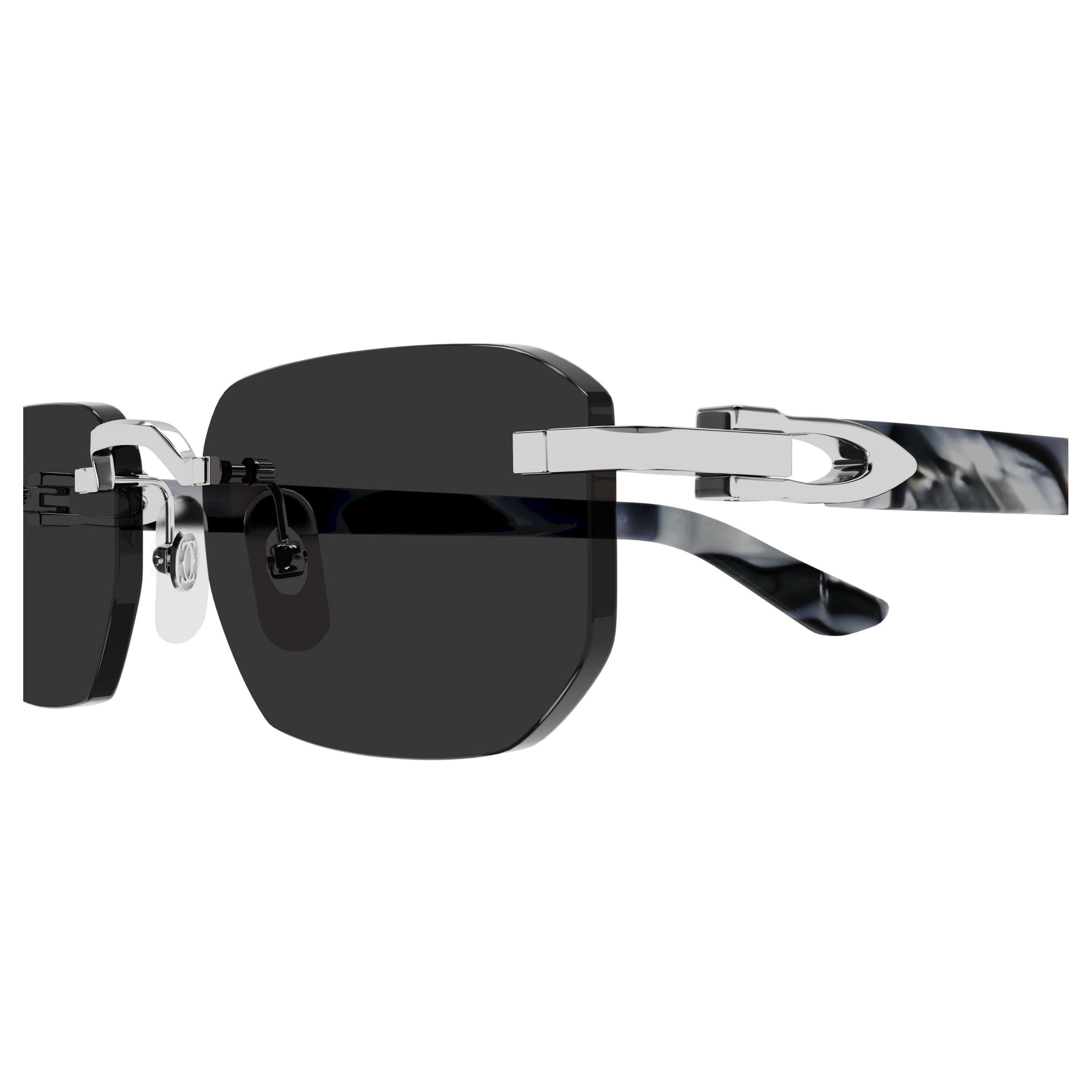 Rimless Rectangular Sunglasses With Marbled Temples