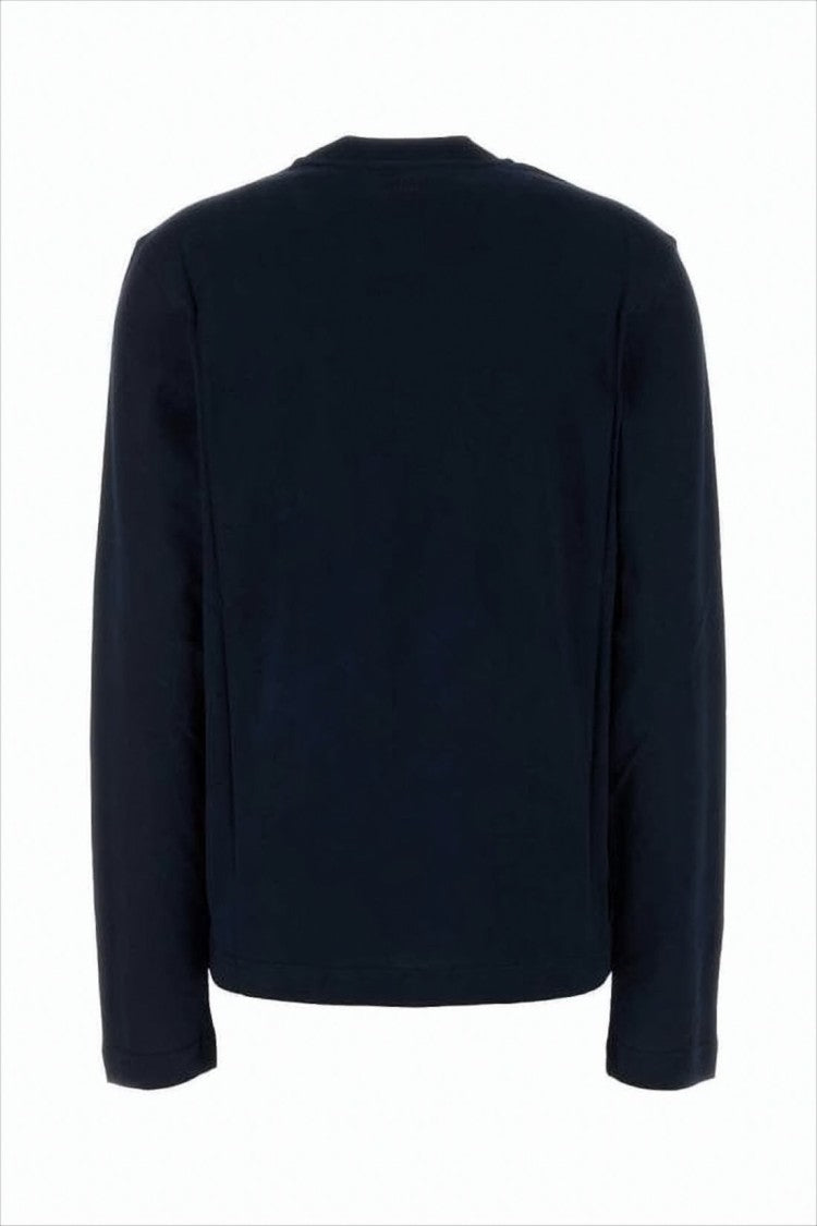 Cropped Long-Sleeved Cotton Top With Embroidered Logo