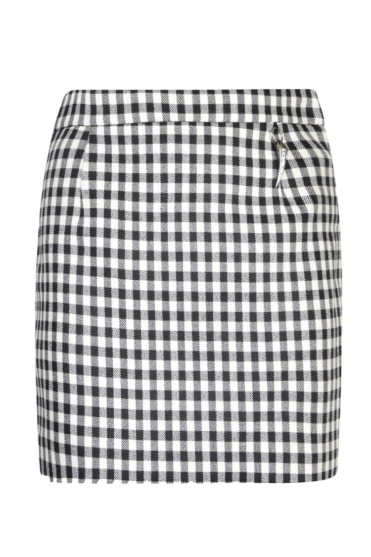 Gingham Mini Skirt with Zip Detail and Tailored Fit