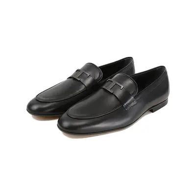 Smooth-Finish Leather Loafers with Subtle Strap Detail