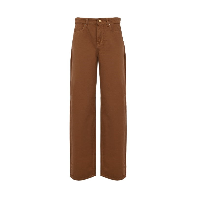 High-Waisted Wide-Leg Pants with Classic Five-Pocket Design