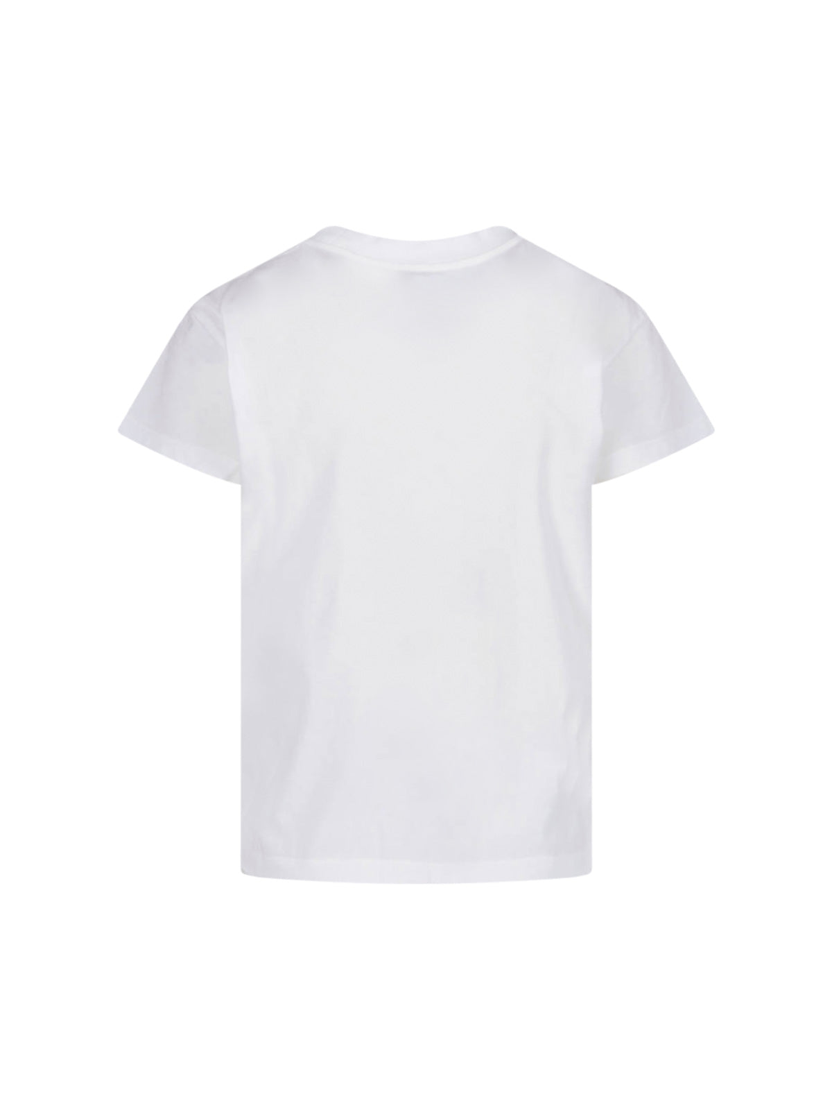 White Minimalist Logo Stitch Cotton T-Shirt