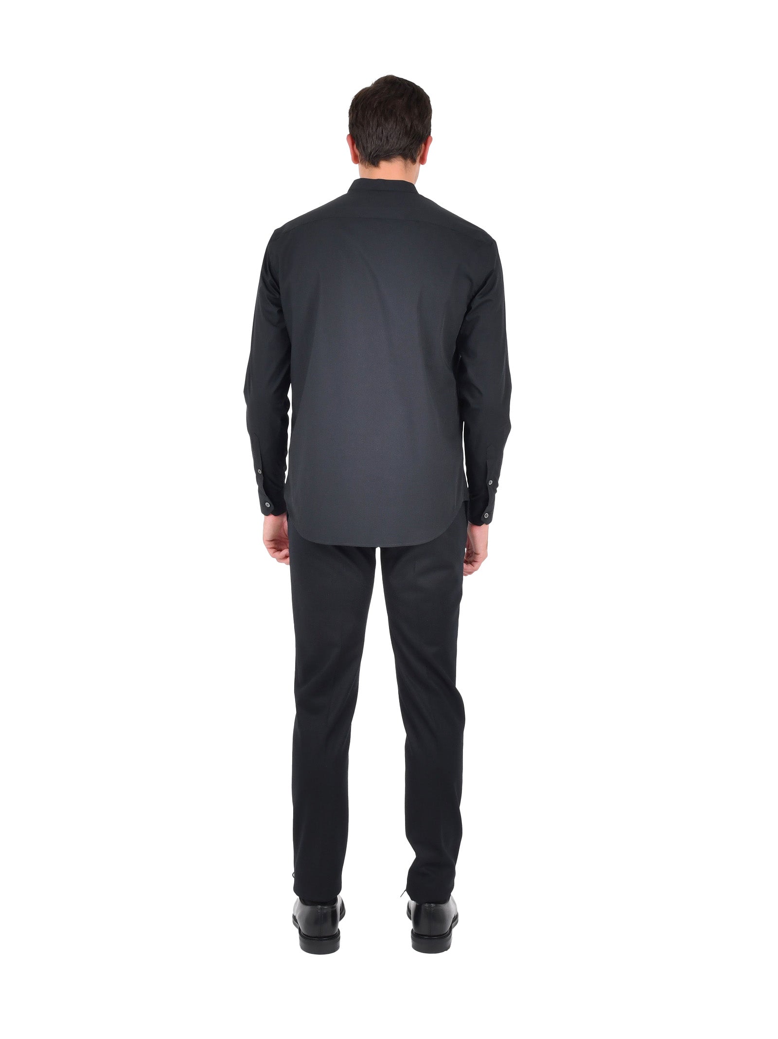 Mandarin Collar Black Shirt With Contrasting Logo