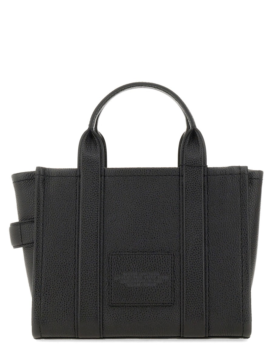 Black Textured Leather Small Structured Tote