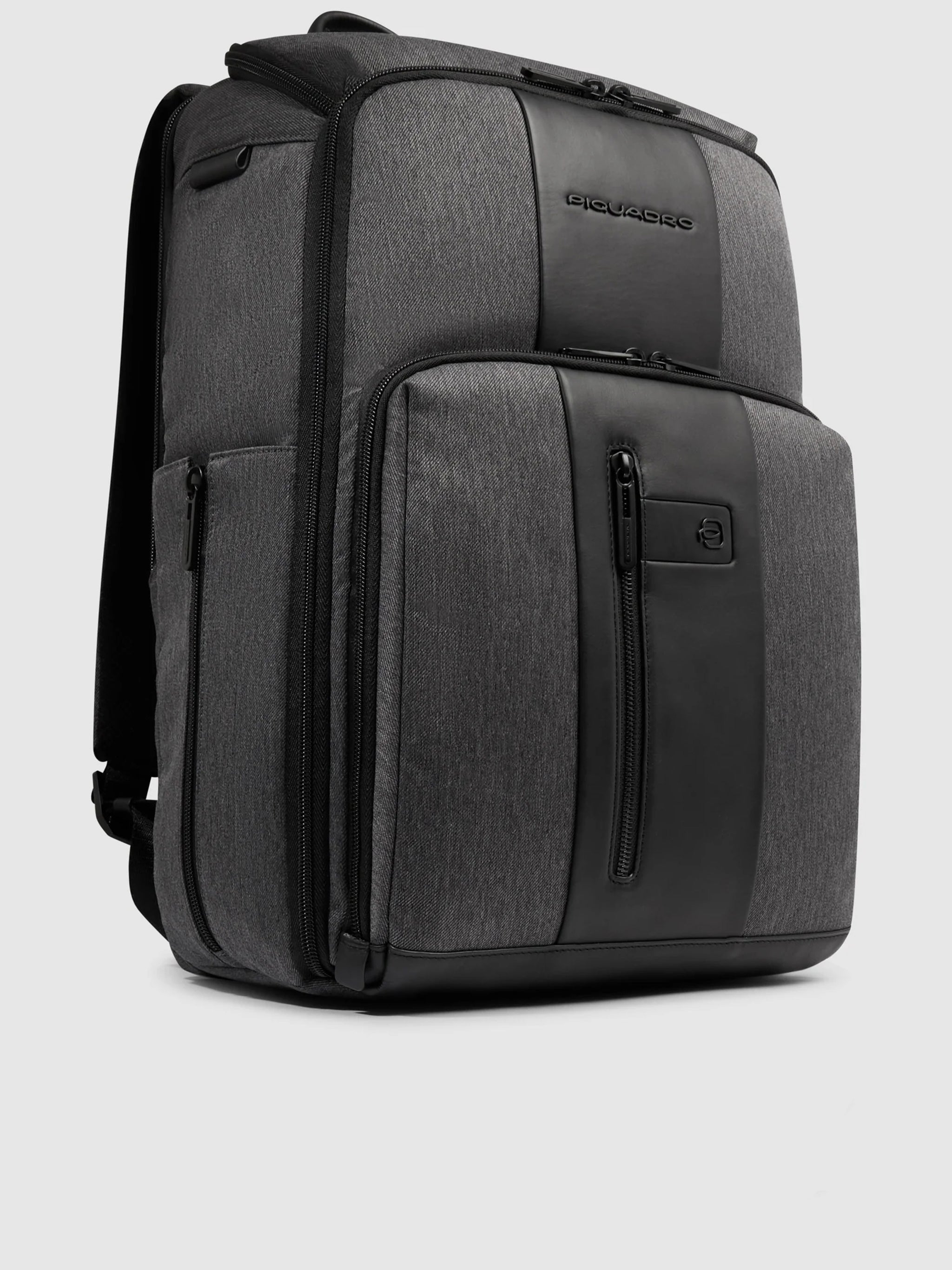 Grey Zaino Textured Fabric/Leather Backpack