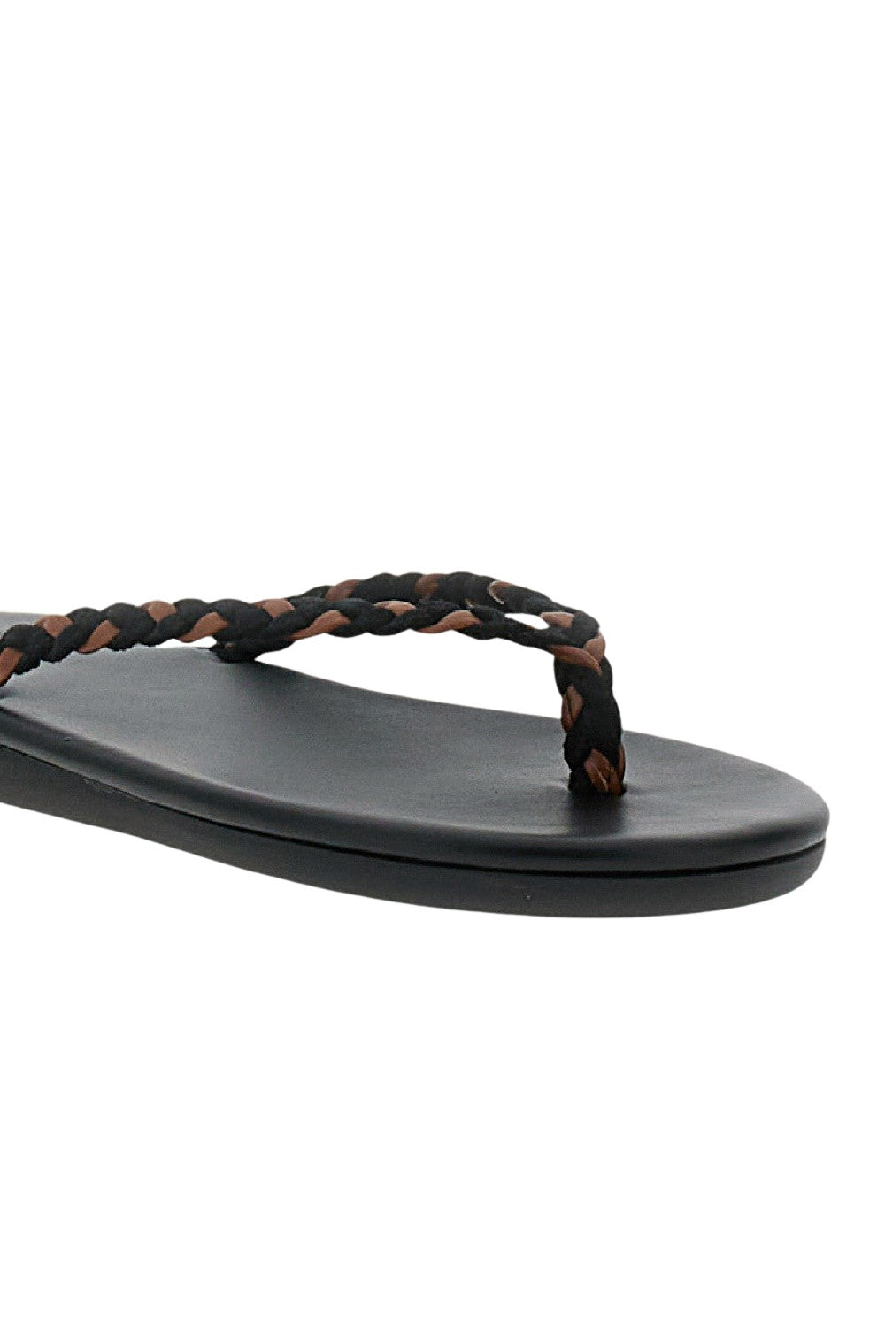 Black Saionara Leather Thong Sandals