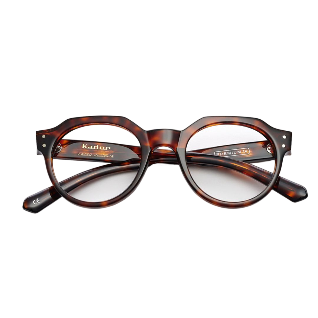 Premium 14 Bold Round Frame Sunglasses with Angular Bridge