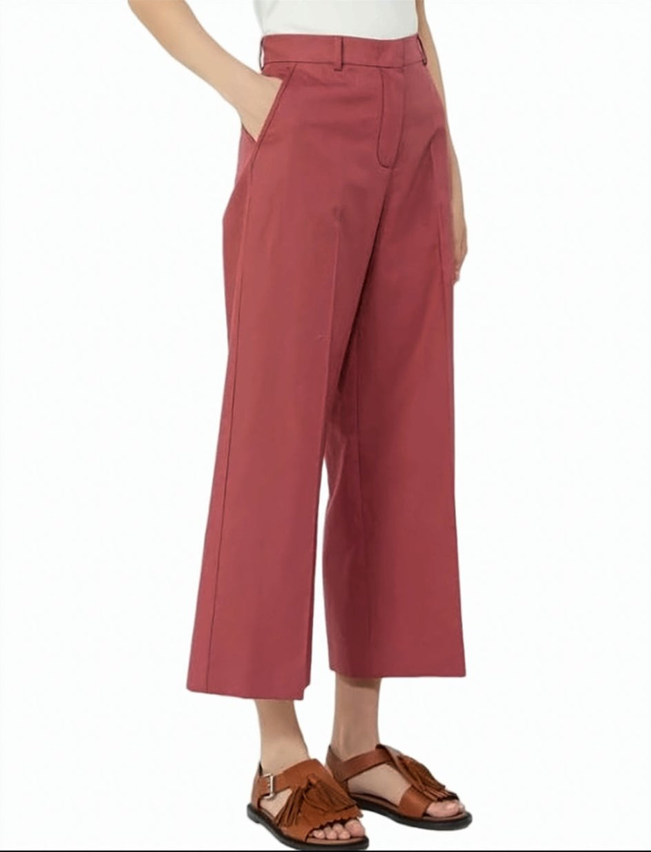 Cotton Linen Canvas High Waist Trousers