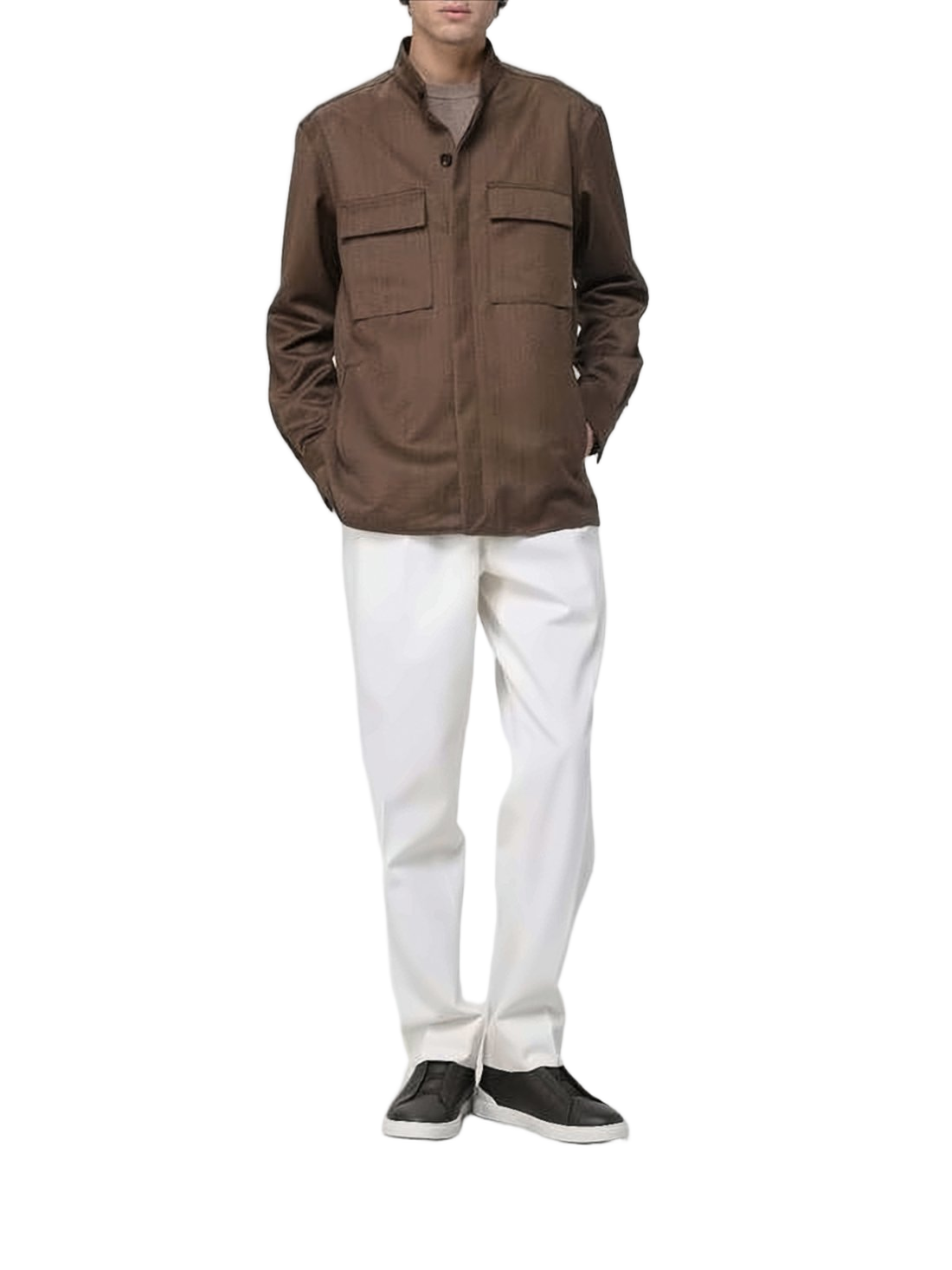 Structured Long-Sleeve Wool Shirt